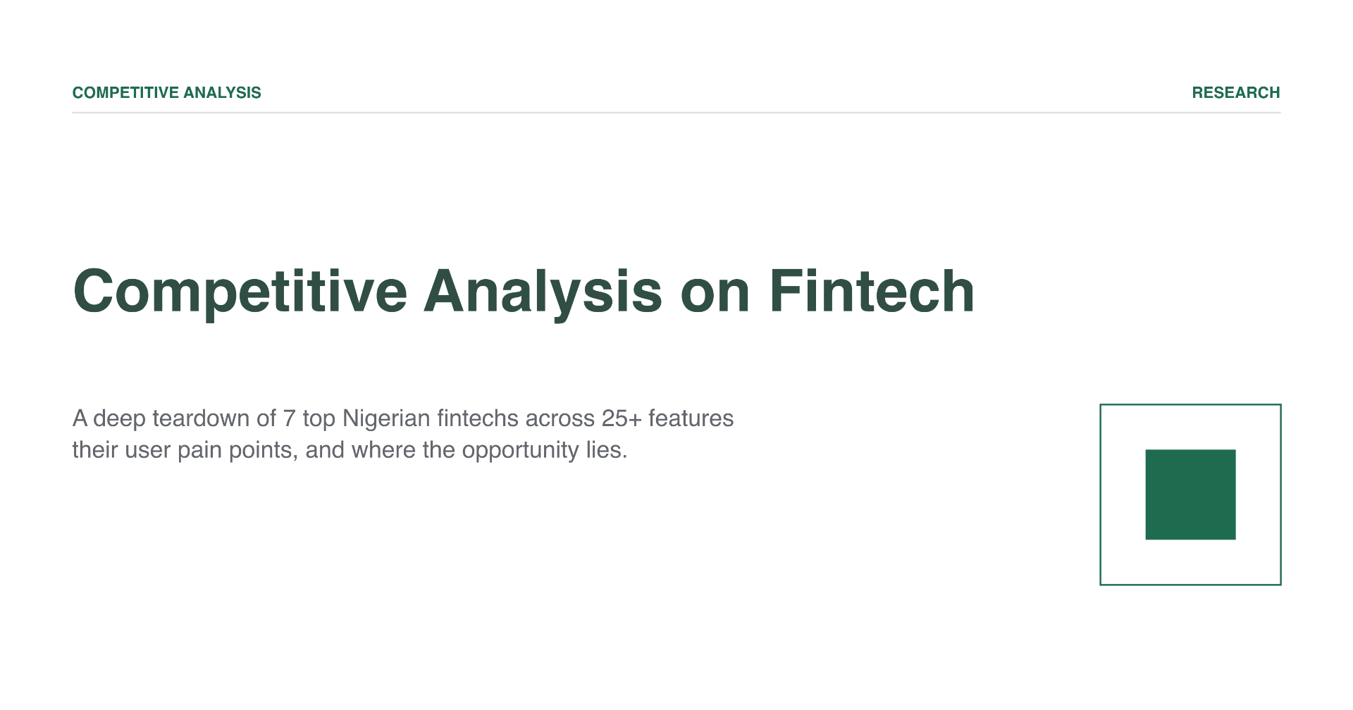 Competitive Analysis on Fintech